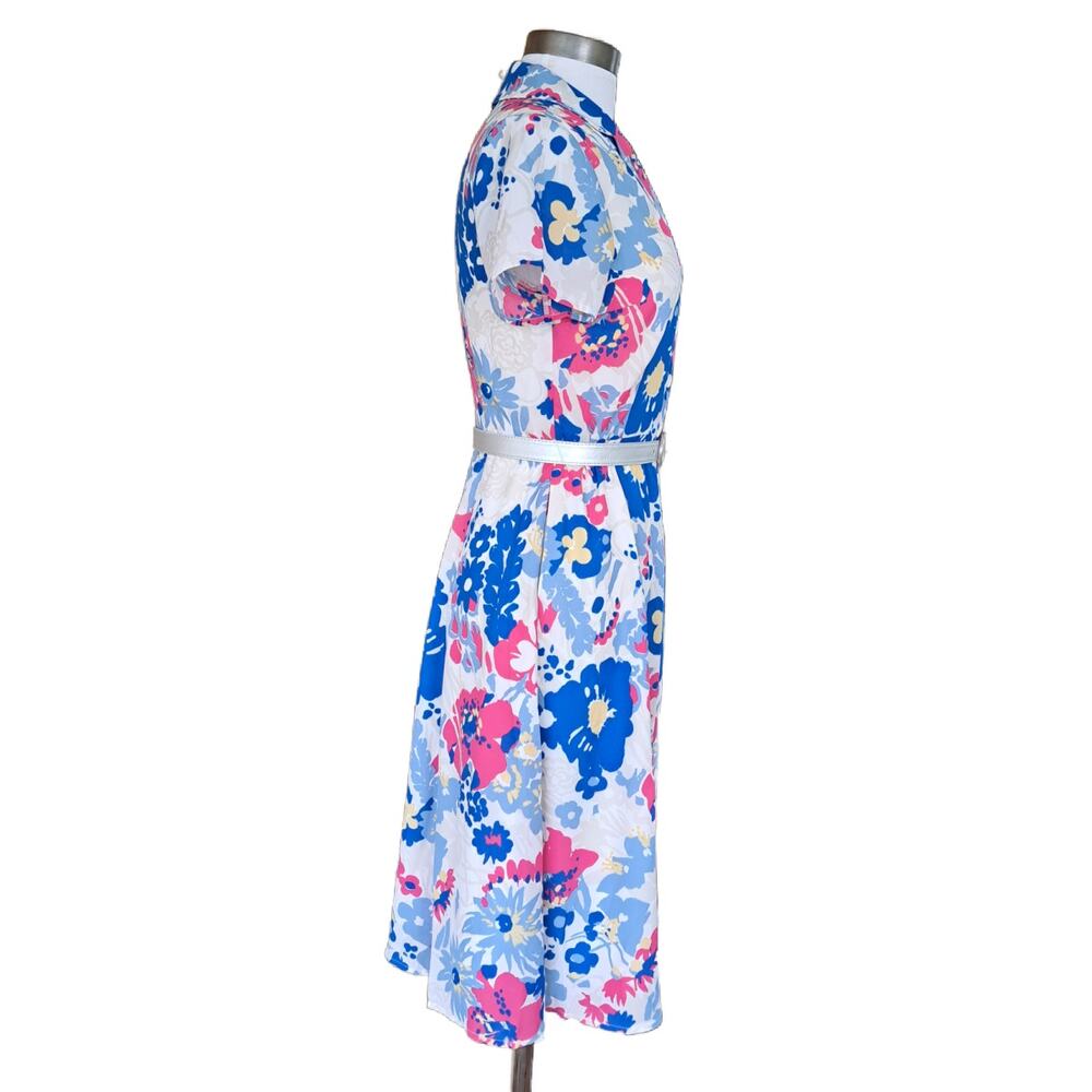 MODCLOTH Exciting Find Shirt Midi Dress Pink Blue Floral Small Retro Spring - Picture 6 of 11